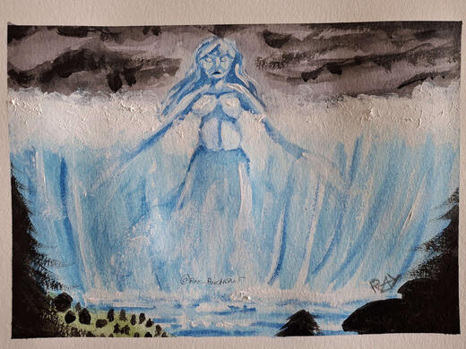 "Tsunami" - MerMay 2025 (watercolor + acrylic paint)