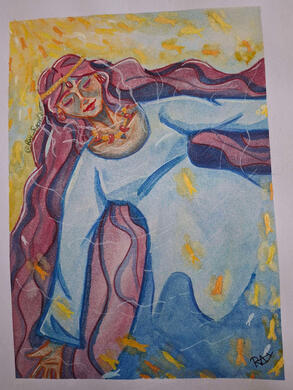 "Miyazaki" - MerMay 2025 (Ponyo - watercolor + colored pencils)