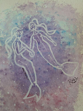 &quot;Gemini&quot; - MerMay 2025 (watercolor + acrylic paint)