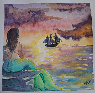 &quot;Watercolor&quot; - MerMay 2025 (watercolor + colored pencils)